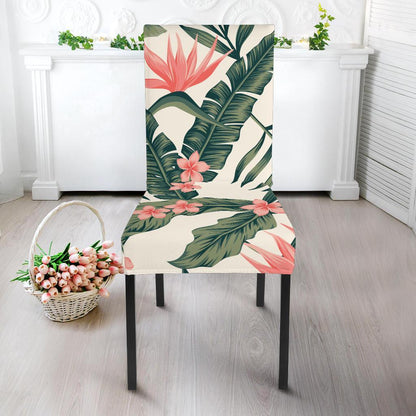 Tropical Flower Palm Leaves Dining Chair Slipcover-JTAMIGO.COM