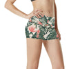 Tropical Flower Palm Leaves High Waisted Spandex Shorts-JTAMIGO.COM