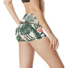 Tropical Flower Palm Leaves High Waisted Spandex Shorts-JTAMIGO.COM