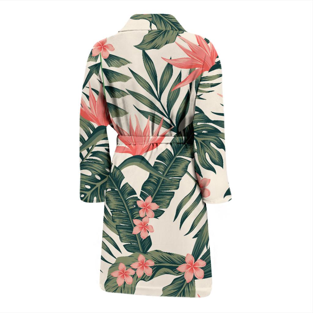 Tropical Flower Palm Leaves Men Bath Robe-JTAMIGO.COM