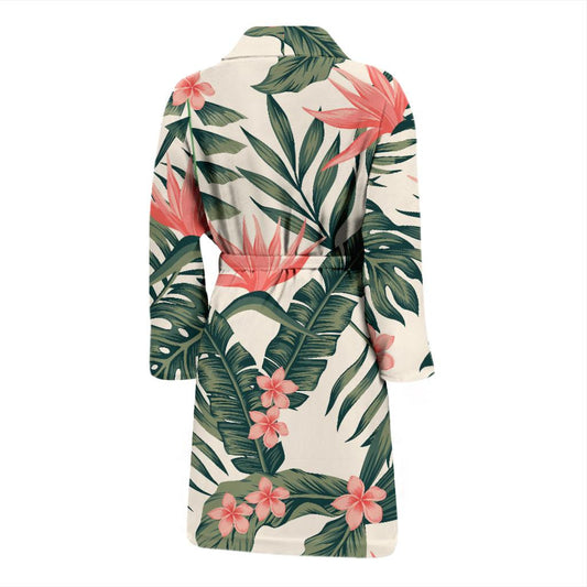 Tropical Flower Palm Leaves Men Bath Robe-JTAMIGO.COM