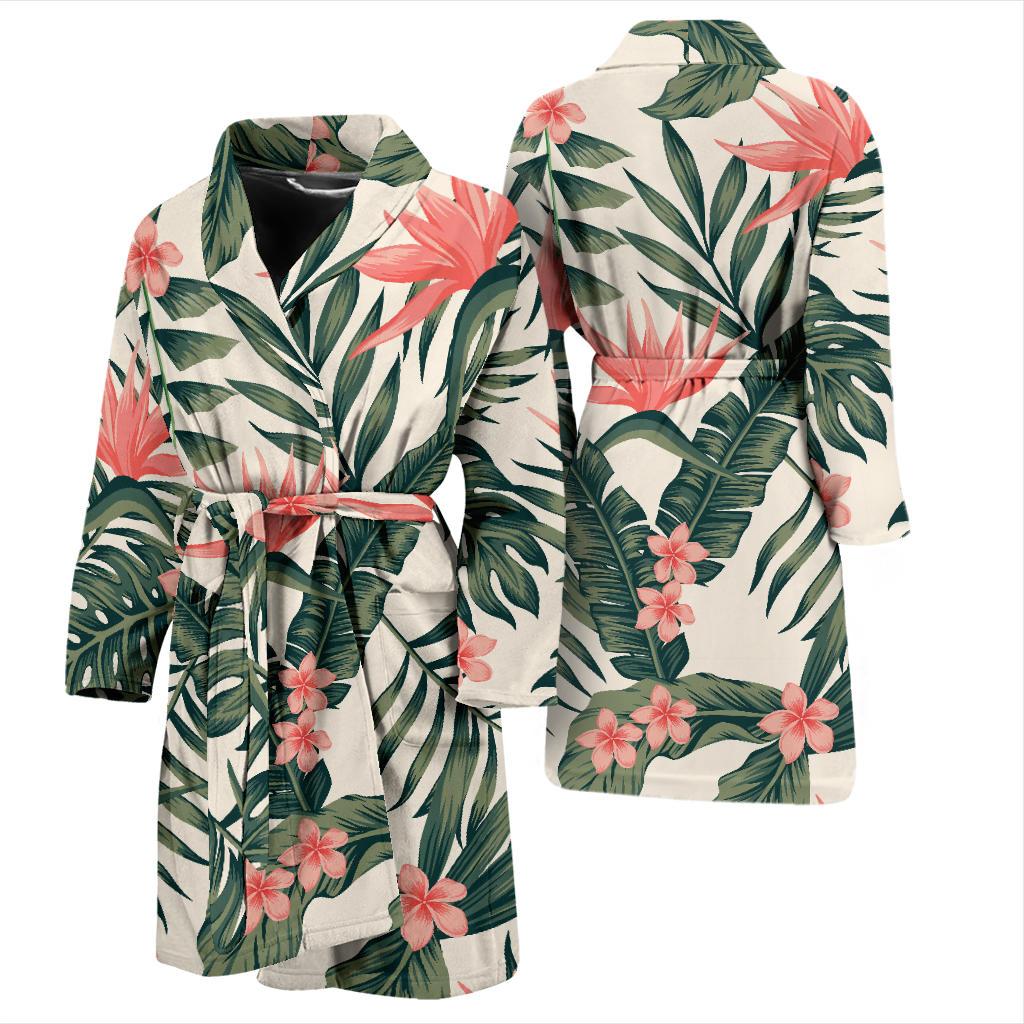 Tropical Flower Palm Leaves Men Bath Robe-JTAMIGO.COM