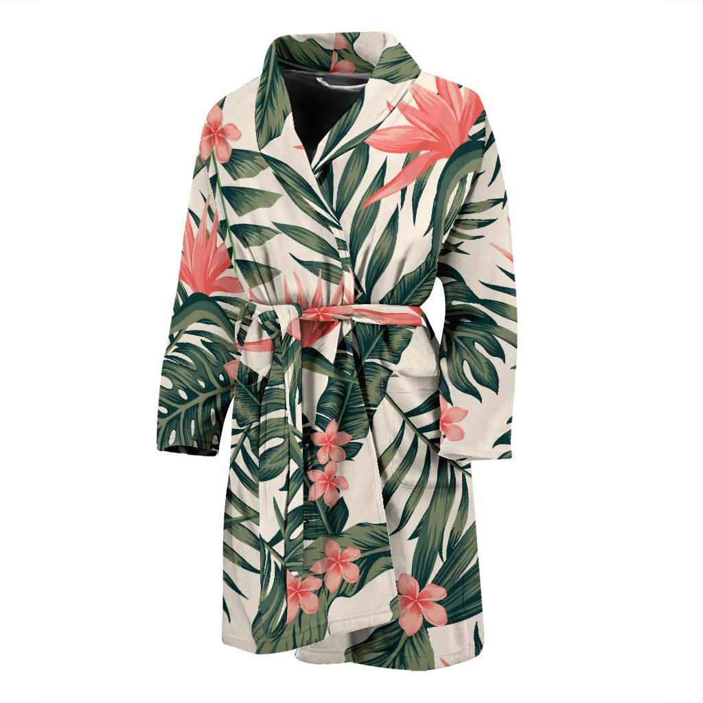 Tropical Flower Palm Leaves Men Bath Robe-JTAMIGO.COM