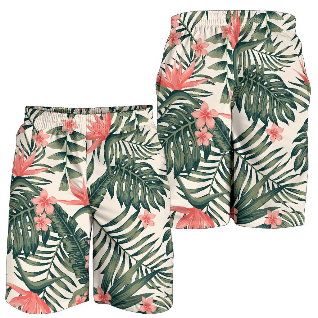 Tropical Flower Palm Leaves Mens Shorts-JTAMIGO.COM