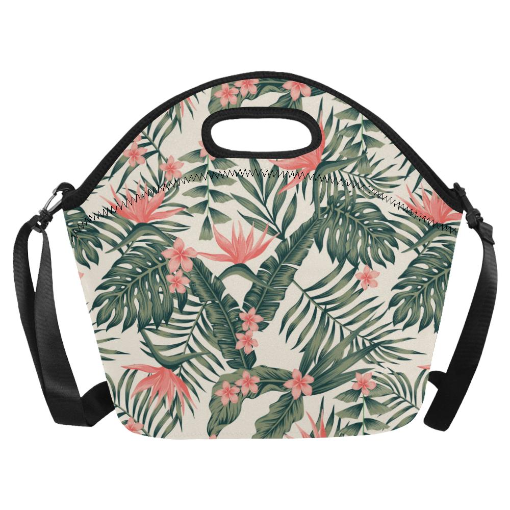 Tropical Flower Palm Leaves Neoprene Lunch Bag (Model 1669)(Large)-JTAMIGO.COM
