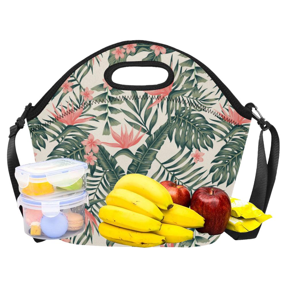 Tropical Flower Palm Leaves Neoprene Lunch Bag (Model 1669)(Large)-JTAMIGO.COM