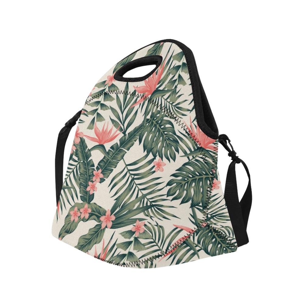 Tropical Flower Palm Leaves Neoprene Lunch Bag (Model 1669)(Large)-JTAMIGO.COM