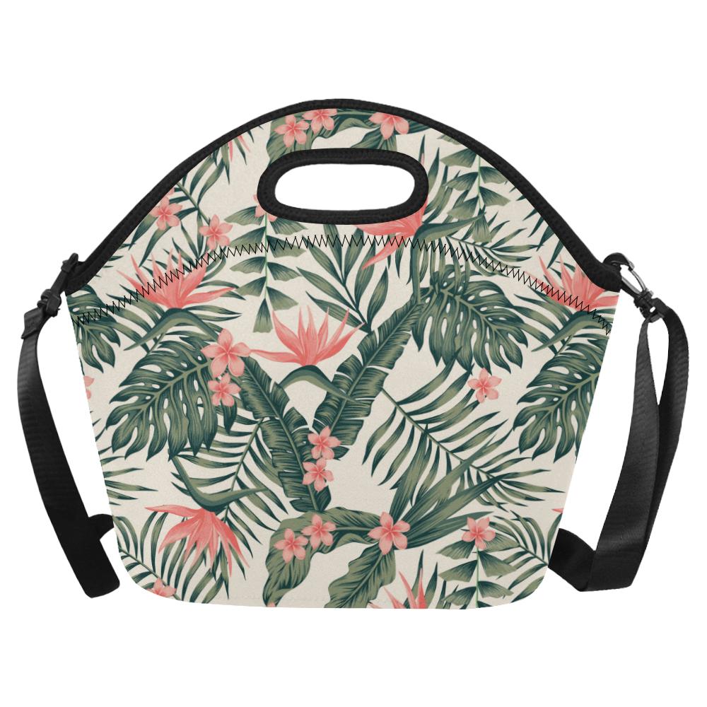 Tropical Flower Palm Leaves Neoprene Lunch Bag (Model 1669)(Large)-JTAMIGO.COM