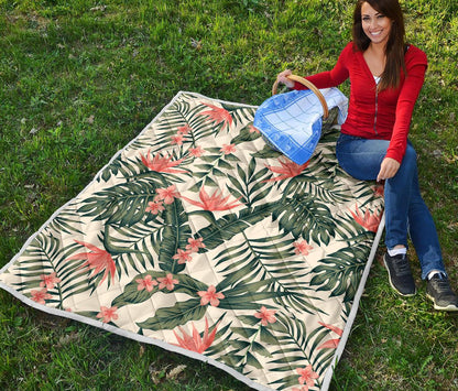Tropical Flower Palm Leaves Premium Quilt-JTAMIGO.COM