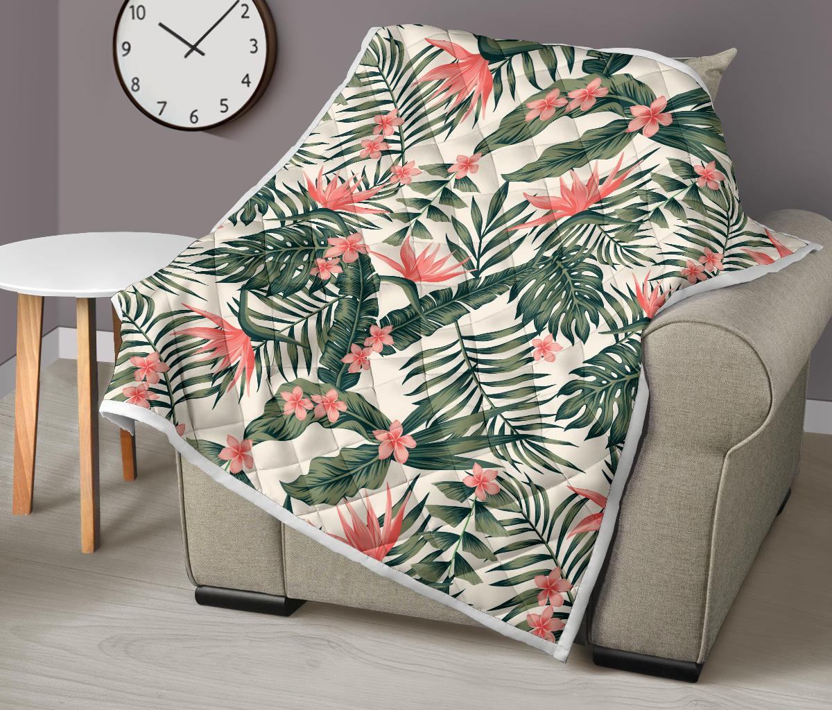 Tropical Flower Palm Leaves Premium Quilt-JTAMIGO.COM