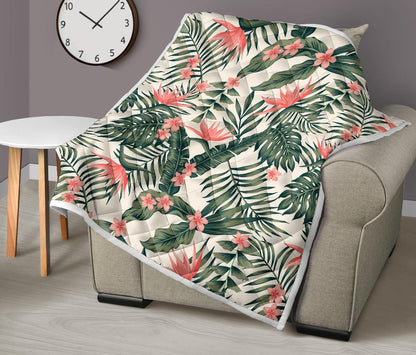 Tropical Flower Palm Leaves Premium Quilt-JTAMIGO.COM