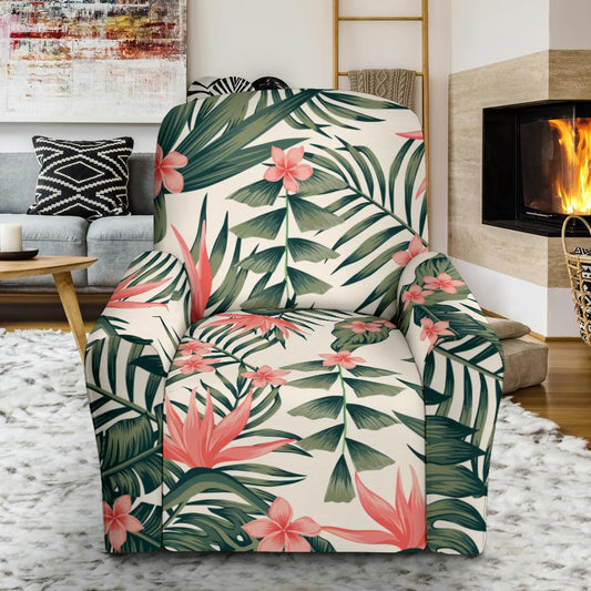 Tropical Flower Palm Leaves Single Sofa Slipcover -JTAMIGO.COM
