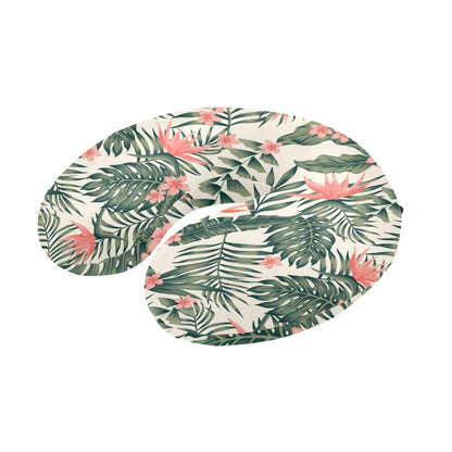 Tropical Flower Palm Leaves U-Shaped Travel Neck Pillow-JTAMIGO.COM