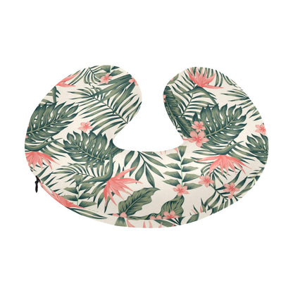 Tropical Flower Palm Leaves U-Shaped Travel Neck Pillow-JTAMIGO.COM