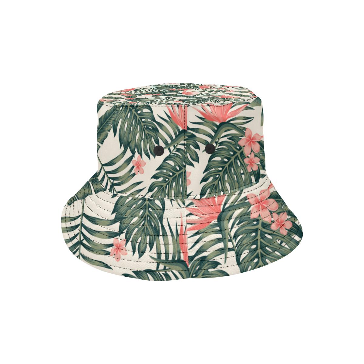 Tropical Flower Palm Leaves Unisex Bucket Hat