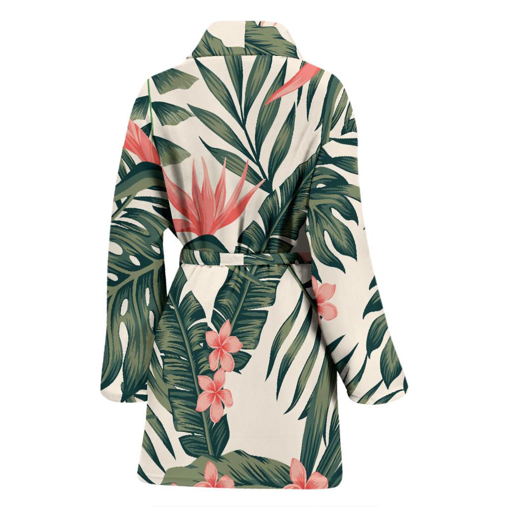 Tropical Flower Palm Leaves Women Bath Robe-JTAMIGO.COM