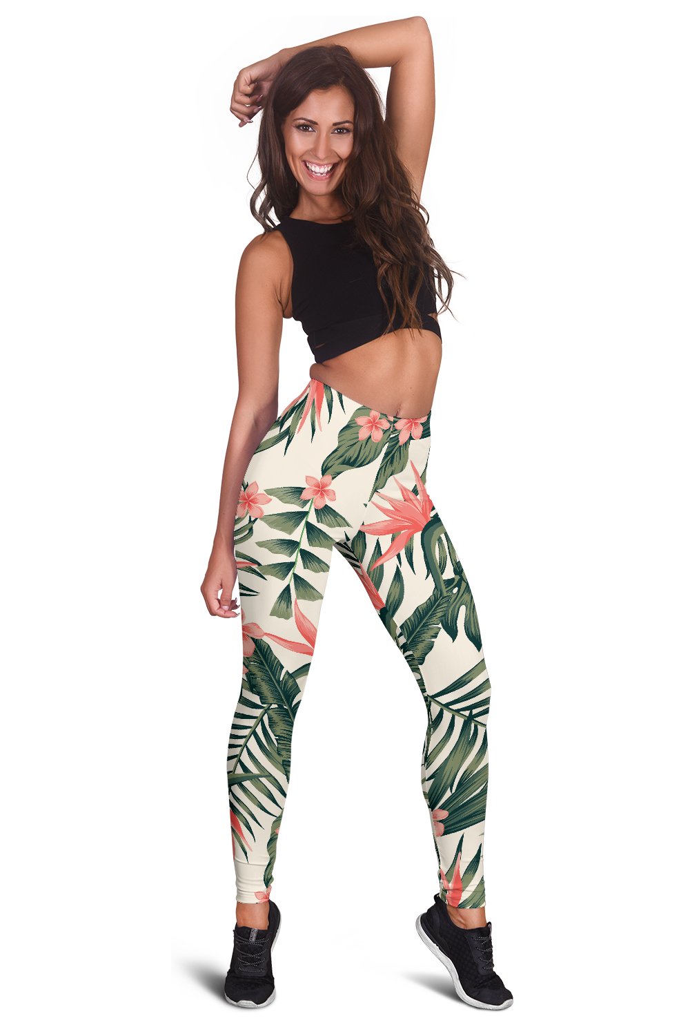 Tropical Flower Palm Leaves Women Leggings