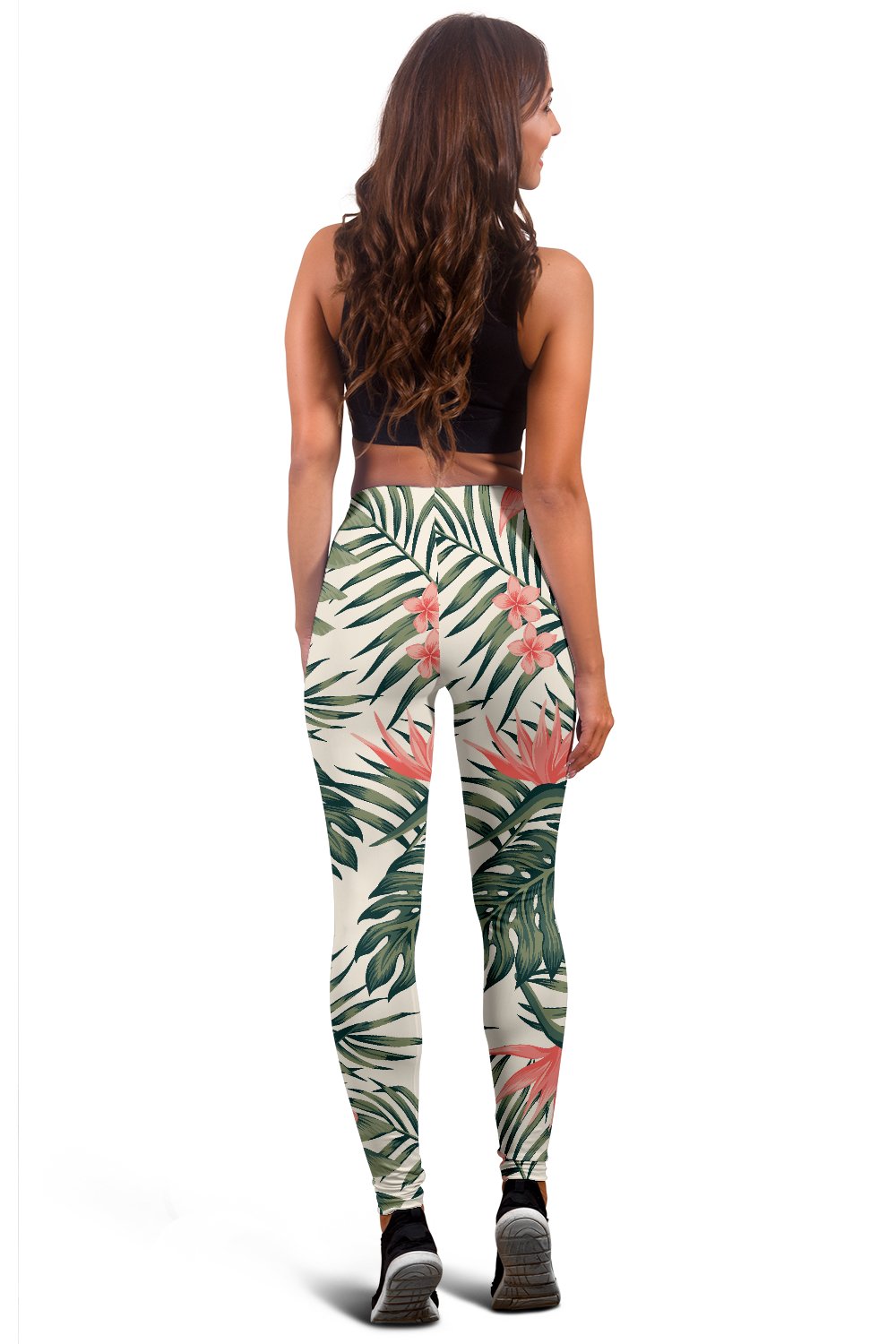 Tropical Flower Palm Leaves Women Leggings