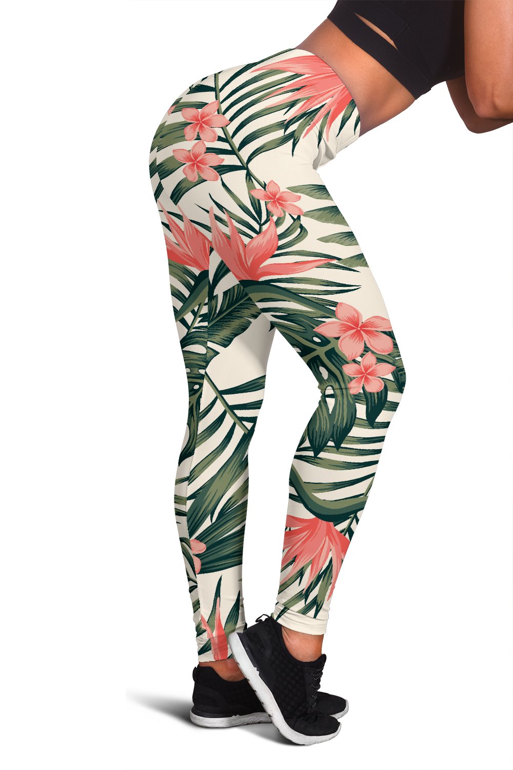 Tropical Flower Palm Leaves Women Leggings