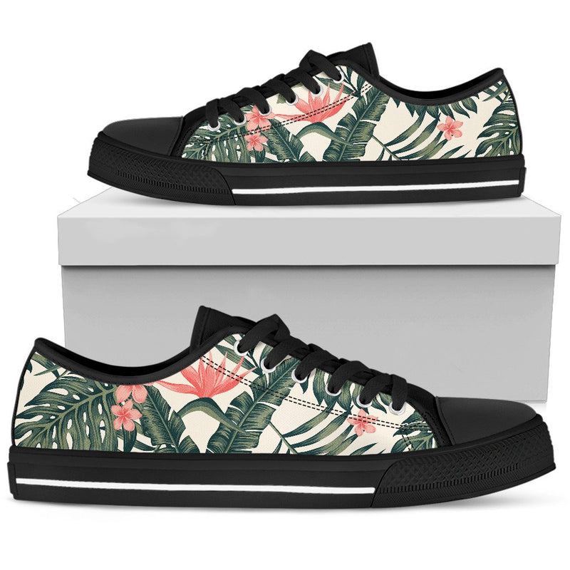 Tropical Flower Palm Leaves Women Low Top Shoes-JTAMIGO.COM