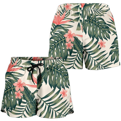 Tropical Flower Palm Leaves Women Shorts-JTAMIGO.COM