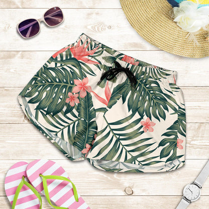Tropical Flower Palm Leaves Women Shorts-JTAMIGO.COM