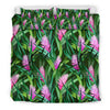 Tropical Flower Pink Heliconia Print Duvet Cover Bedding Set