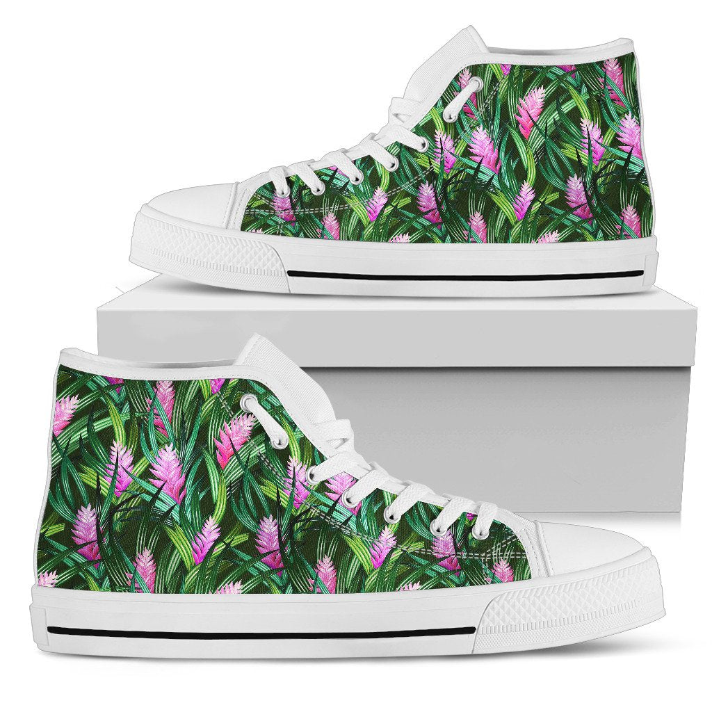 Tropical Flower Pink Heliconia Print Women High Top Shoes