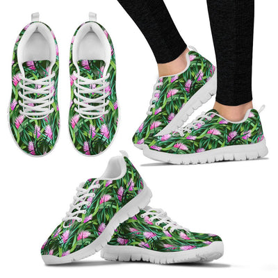 Tropical Flower Pink Heliconia Print Women Sneakers Shoes