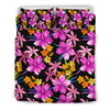 Tropical Flower Pink Hibiscus Print Duvet Cover Bedding Set