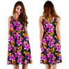 Tropical Flower Pink Hibiscus Print Sleeveless Dress