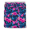 Tropical Flower Pink Themed Print Duvet Cover Bedding Set