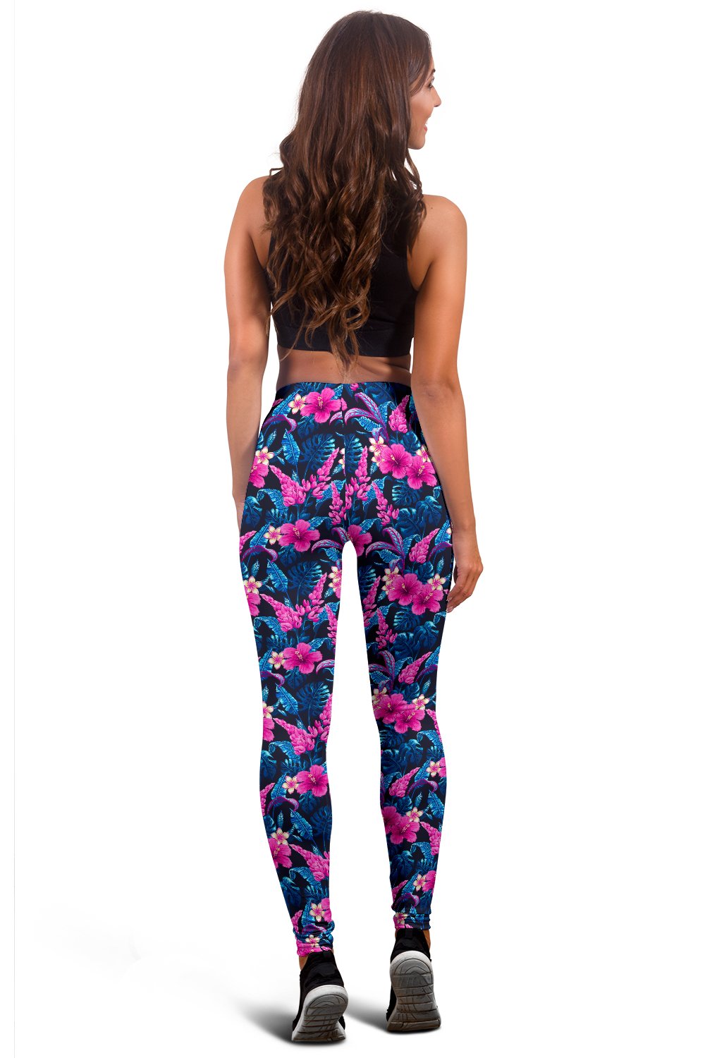 Tropical Flower Pink Themed Print Women Leggings