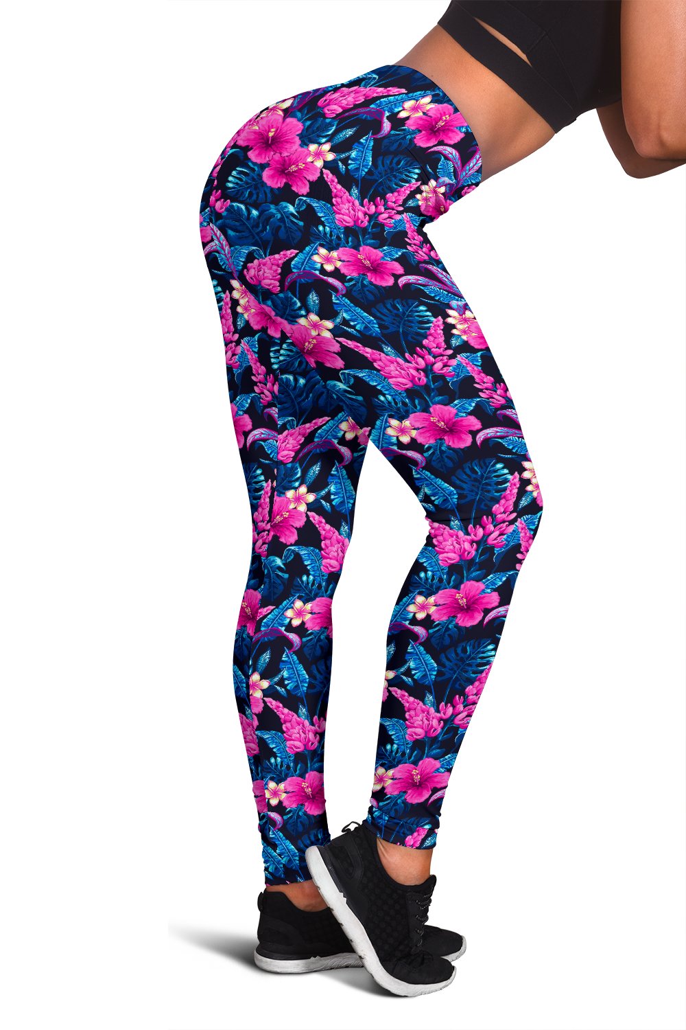 Tropical Flower Pink Themed Print Women Leggings