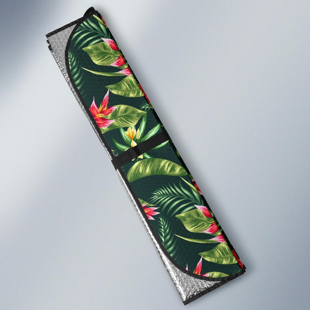Tropical Flower Red Heliconia Print Car Sun Shade For Windshield