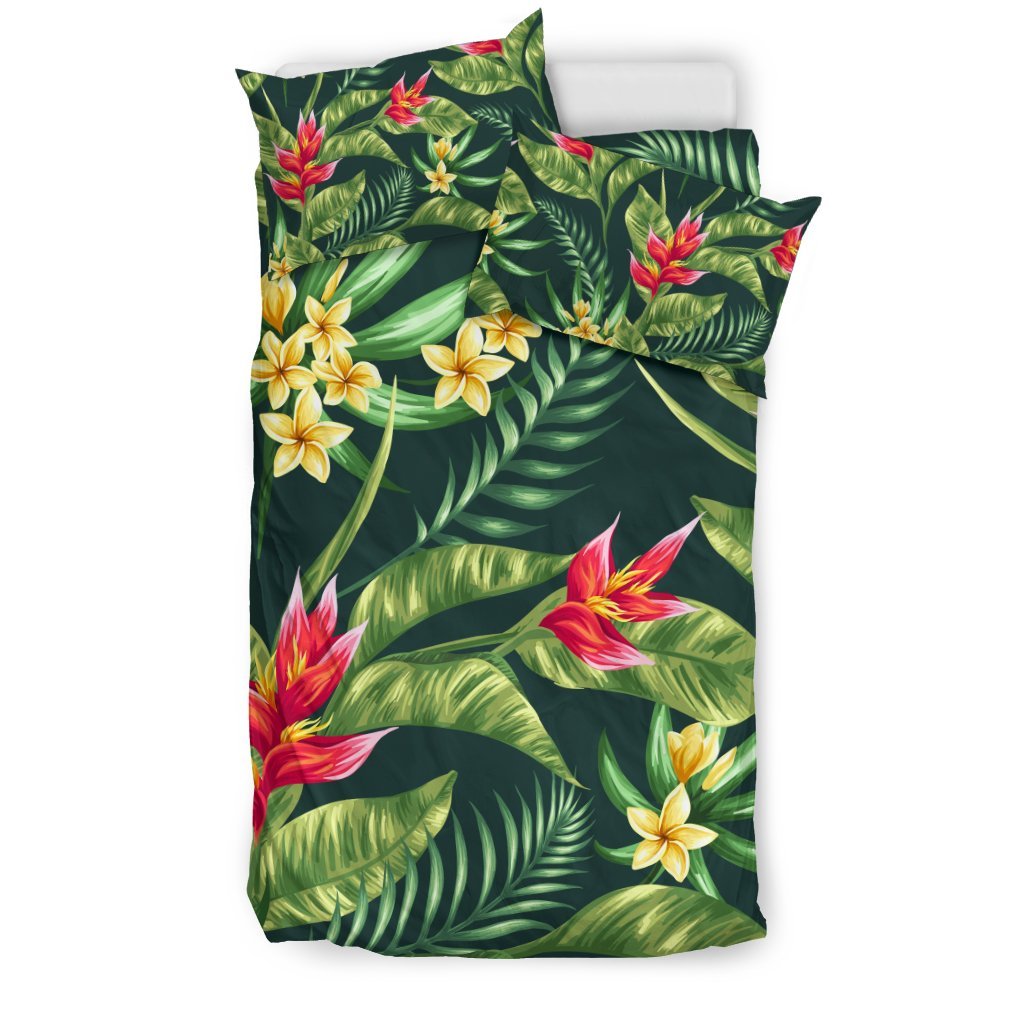 Tropical Flower Red Heliconia Print Duvet Cover Bedding Set