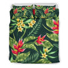 Tropical Flower Red Heliconia Print Duvet Cover Bedding Set