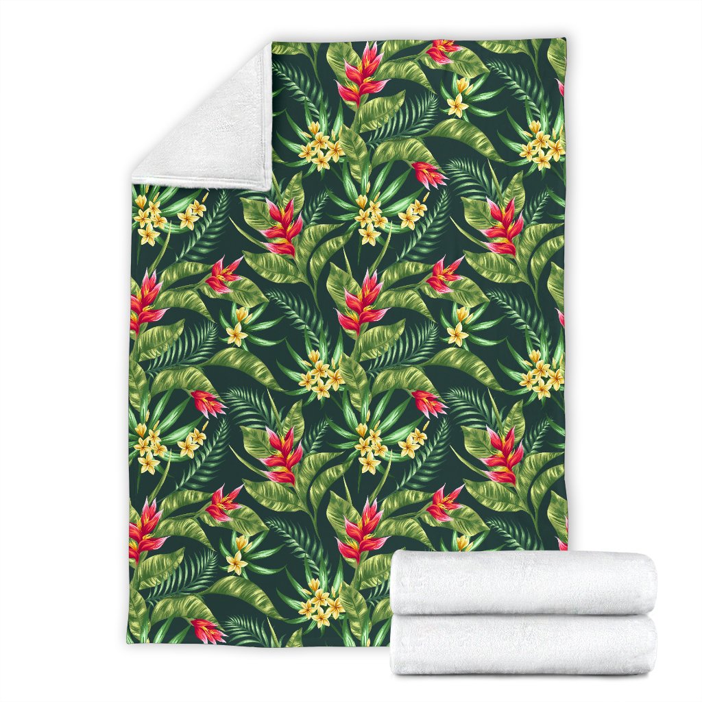 Tropical Flower Red Heliconia Print Fleece Blanket
