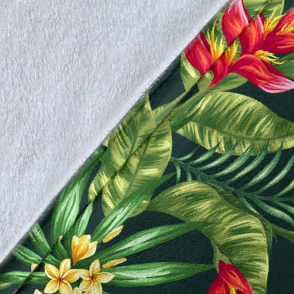 Tropical Flower Red Heliconia Print Fleece Blanket