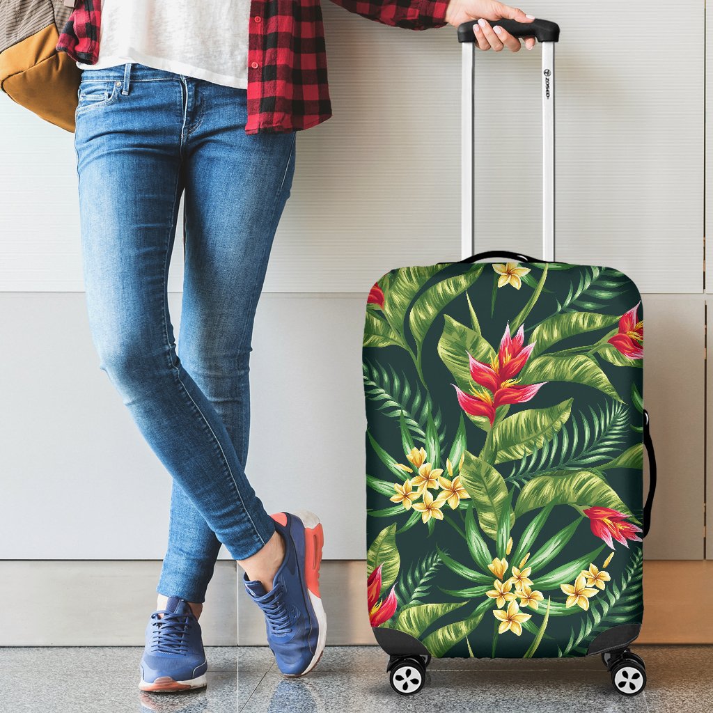 Tropical Flower Red Heliconia Print Luggage Cover Protector