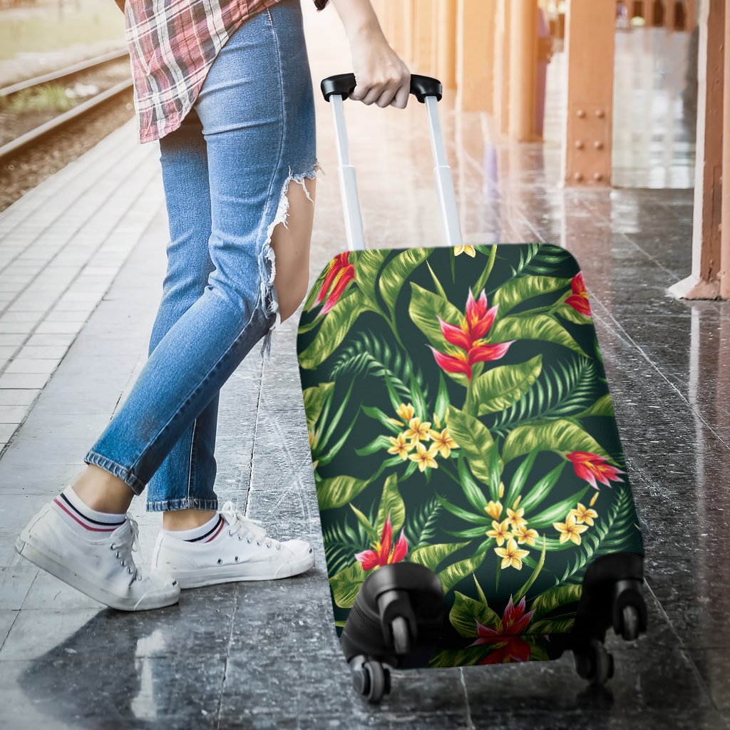 Tropical Flower Red Heliconia Print Luggage Cover Protector