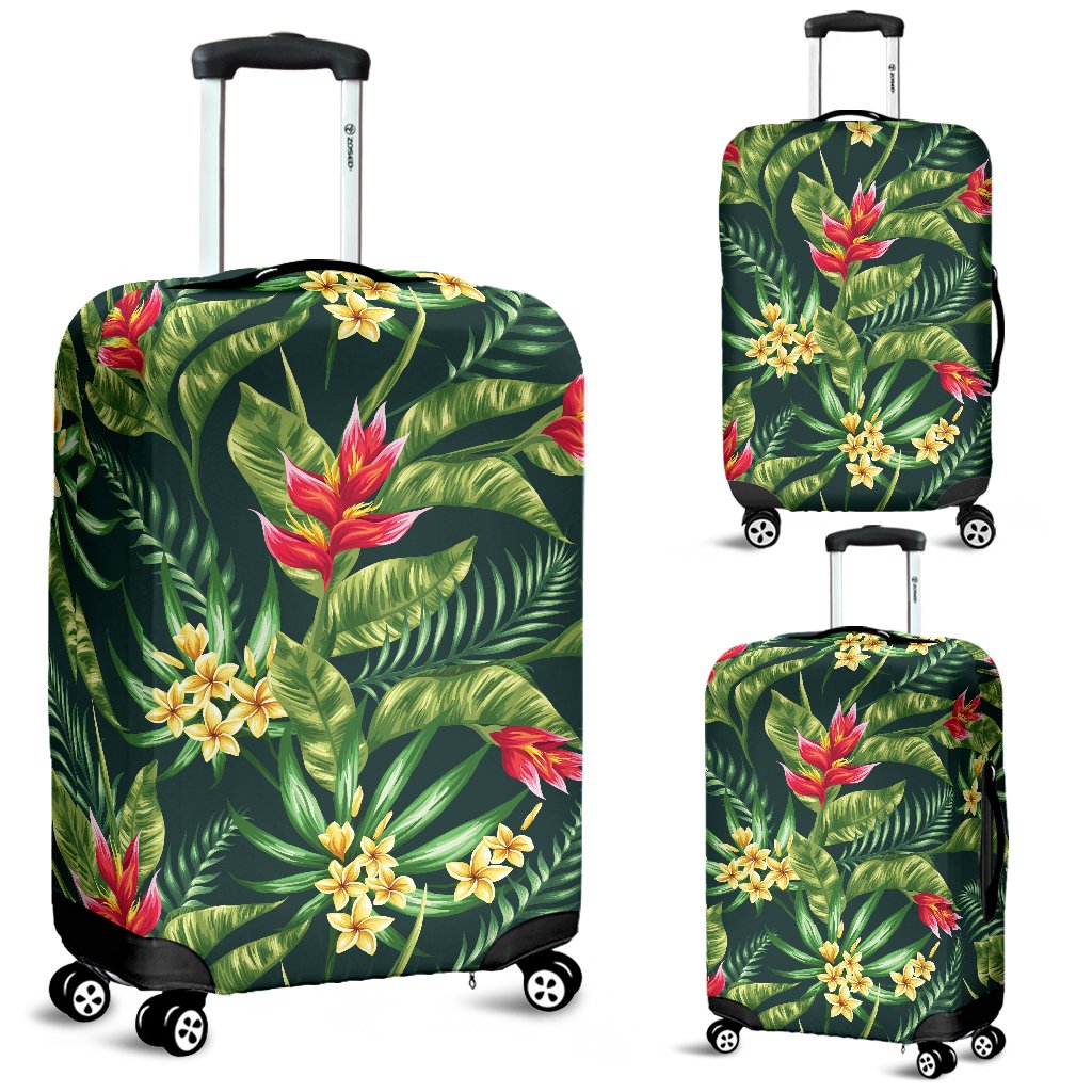 Tropical Flower Red Heliconia Print Luggage Cover Protector