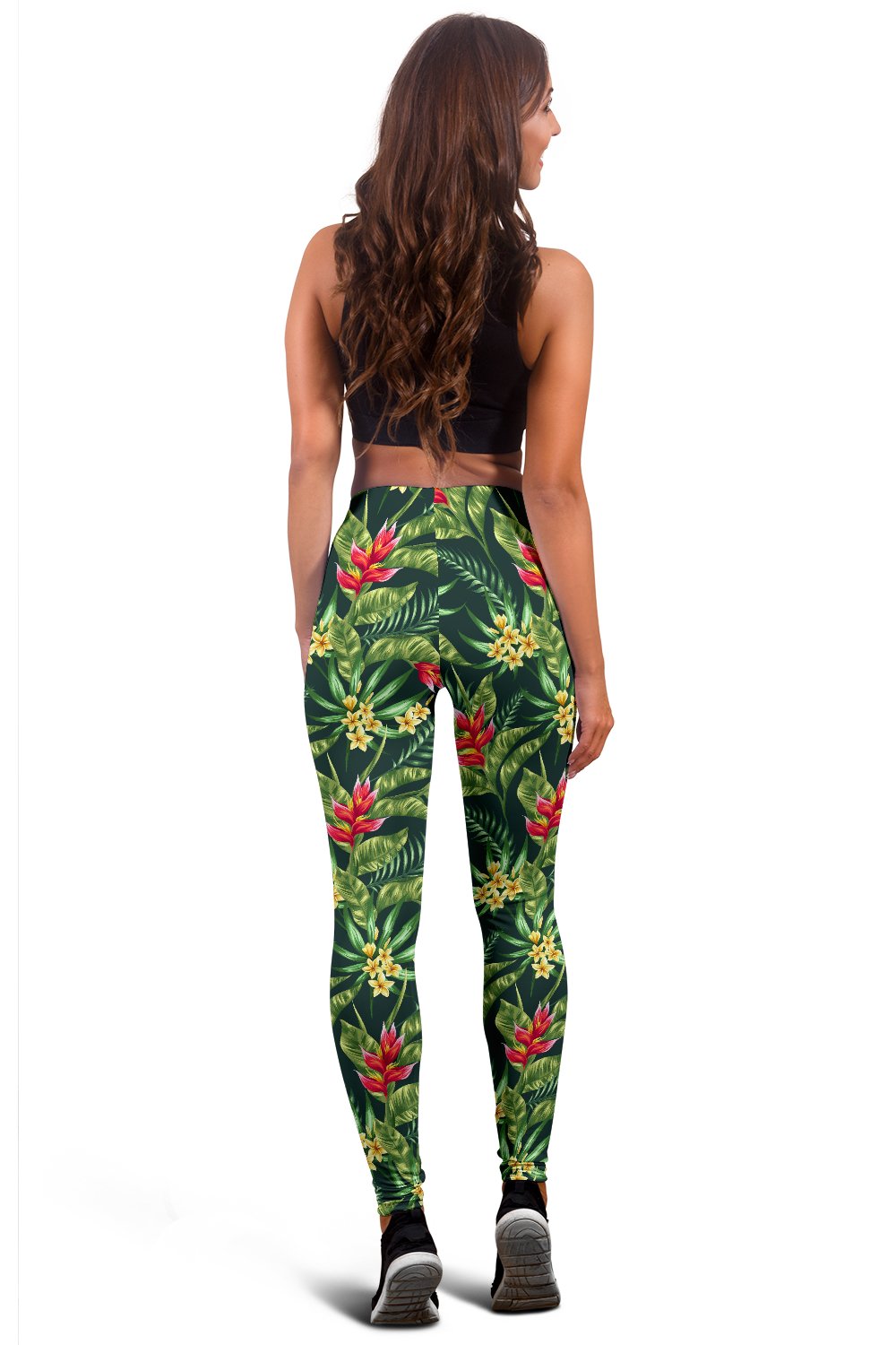 Tropical Flower Red Heliconia Print Women Leggings