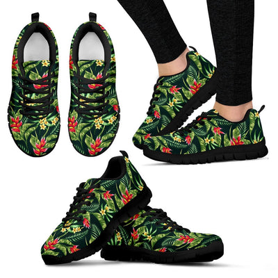 Tropical Flower Red Heliconia Print Women Sneakers Shoes