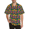 Tropical Folower Colorful Print Men Aloha Hawaiian Shirt