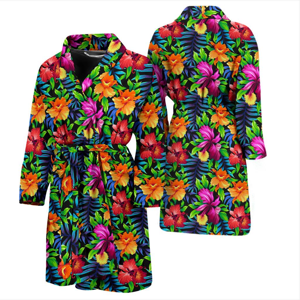 Tropical Folower Colorful Print Men Bath Robe-JTAMIGO.COM