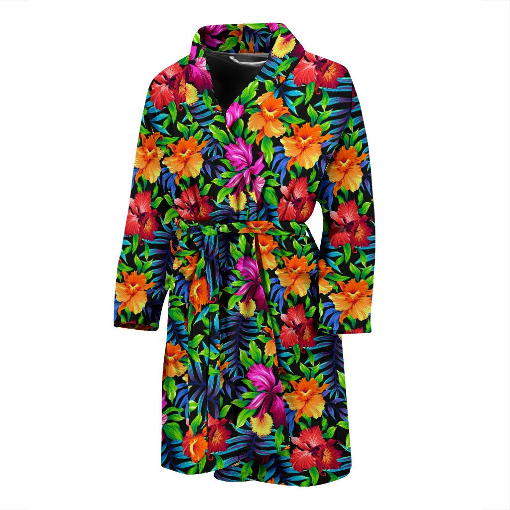 Tropical Folower Colorful Print Men Bath Robe-JTAMIGO.COM