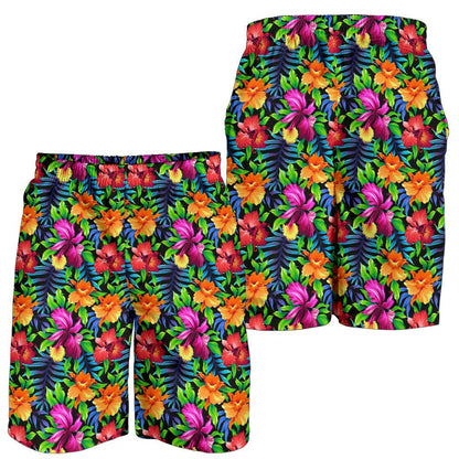 Tropical Folower Colorful Print Mens Shorts-JTAMIGO.COM