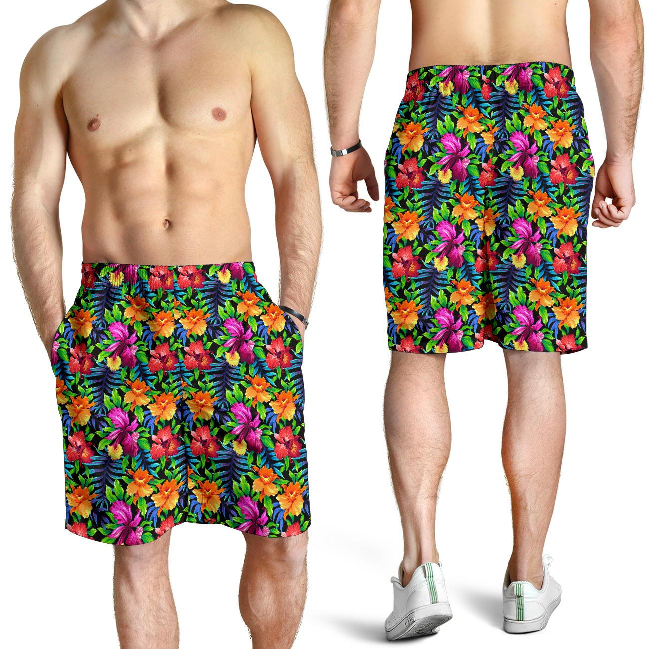 Tropical Folower Colorful Print Mens Shorts-JTAMIGO.COM
