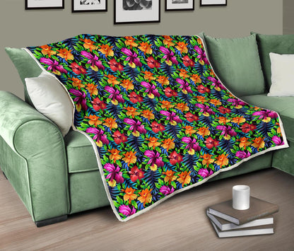 Tropical Folower Colorful Print Premium Quilt-JTAMIGO.COM